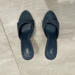 Zara Denim Kitten Heels